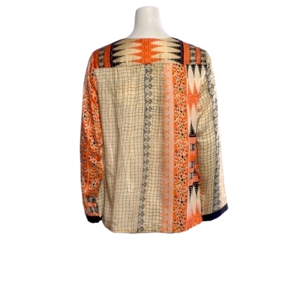 NWT Vineet Bahl Anthro Cream & Coral Indian Inspired Tunic Top - Picture 3 of 7